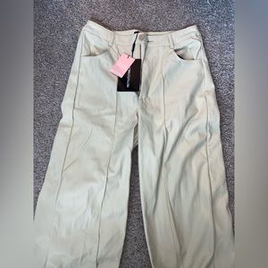 Pretty little thing cream leather pants